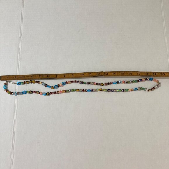 Millefiori Glass And Enameled Metal Beaded Necklace - Picture 7 of 7